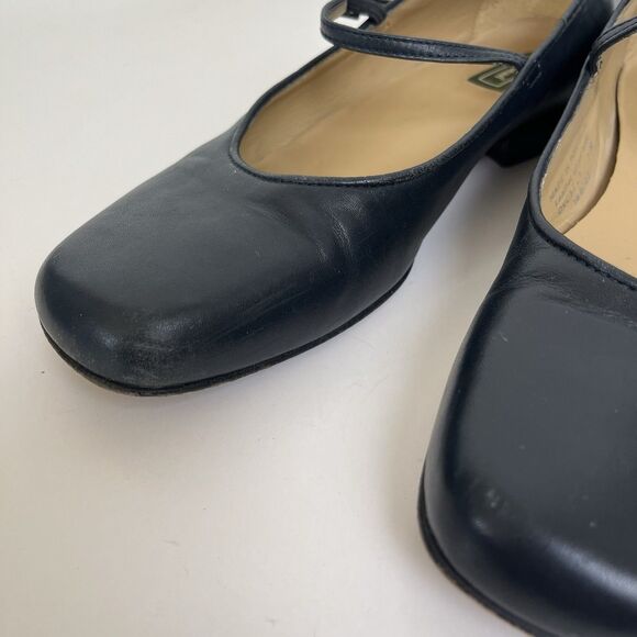 LL Bean Mary Jane Leather Shoes Sz 7 Square Toe Twee Balletcore Made in Portugal - Picture 5 of 11